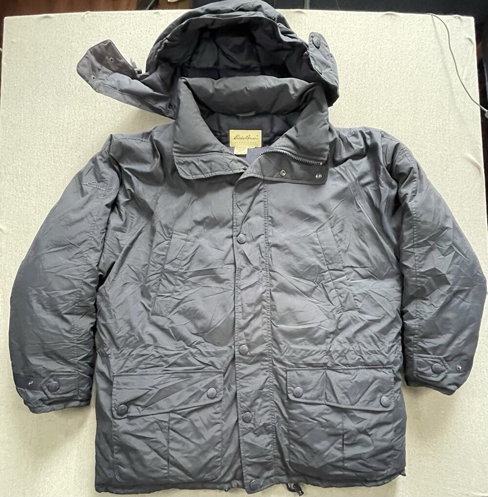 Eddie Bauer Goose Down Parka With Hood, Navy,XL